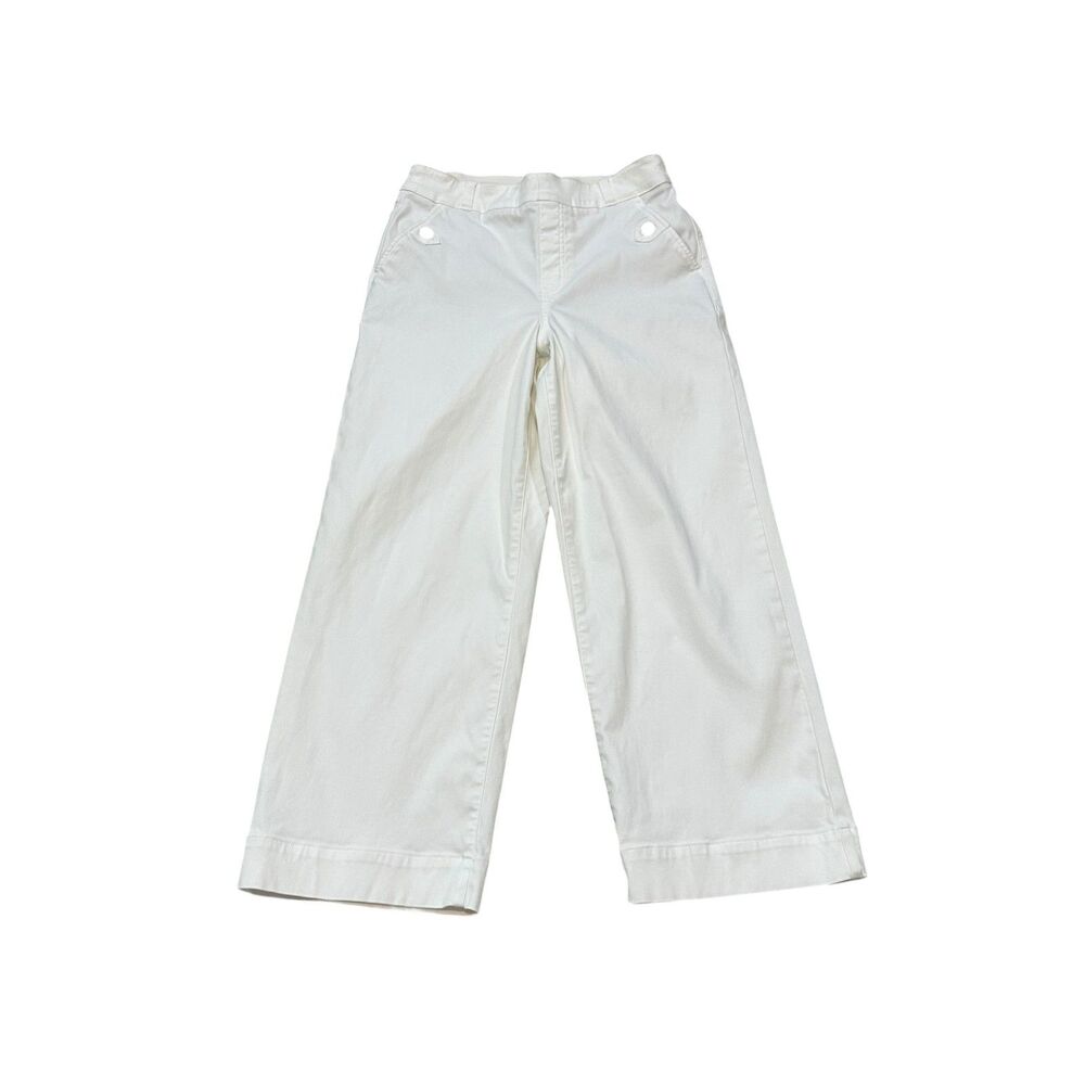 Spanx Twill White Wide Legged Cropped Pants Size M